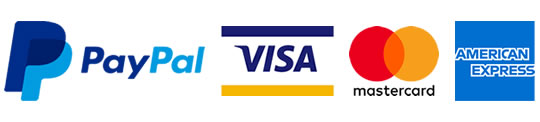 We accept PayPal, Visa, Mastercard and American Express